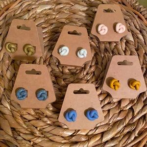 Polymer Clay Knotted Earrings Set of 6